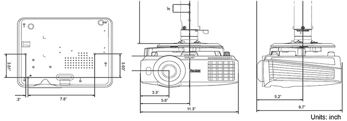 MW632ST Ceiling Mount Chart