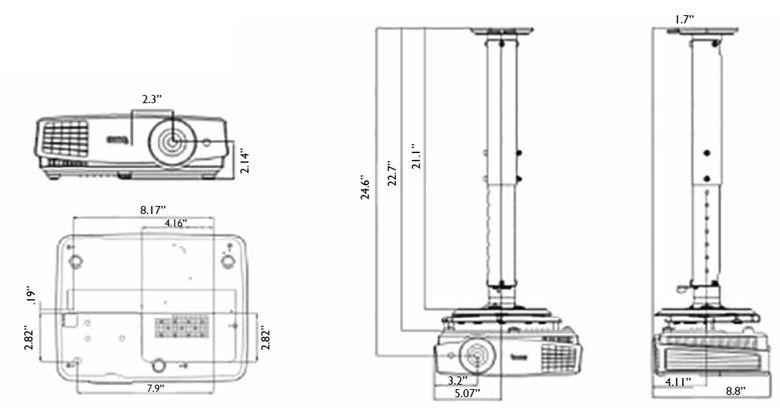 MX525 Ceiling Mount Chart