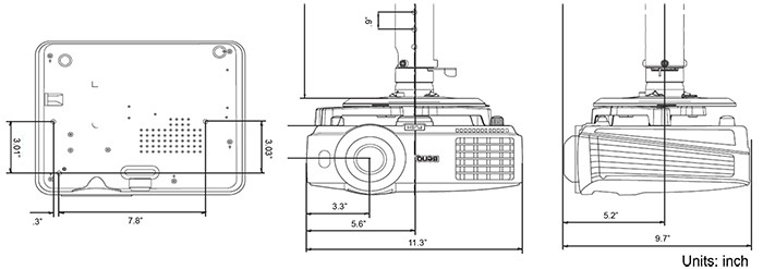 MX631ST Ceiling Mount Chart