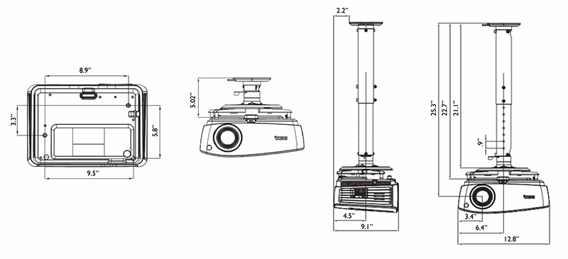 MX723 Ceiling Mount Chart