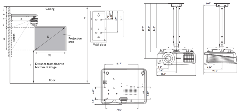 MX823ST Ceiling Mount Chart